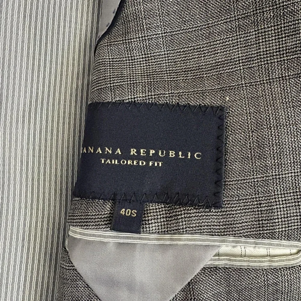 Banana Republic Blazer Suit Jacket Mens 40S Glen Plaid Wool Tailored Slim Fit